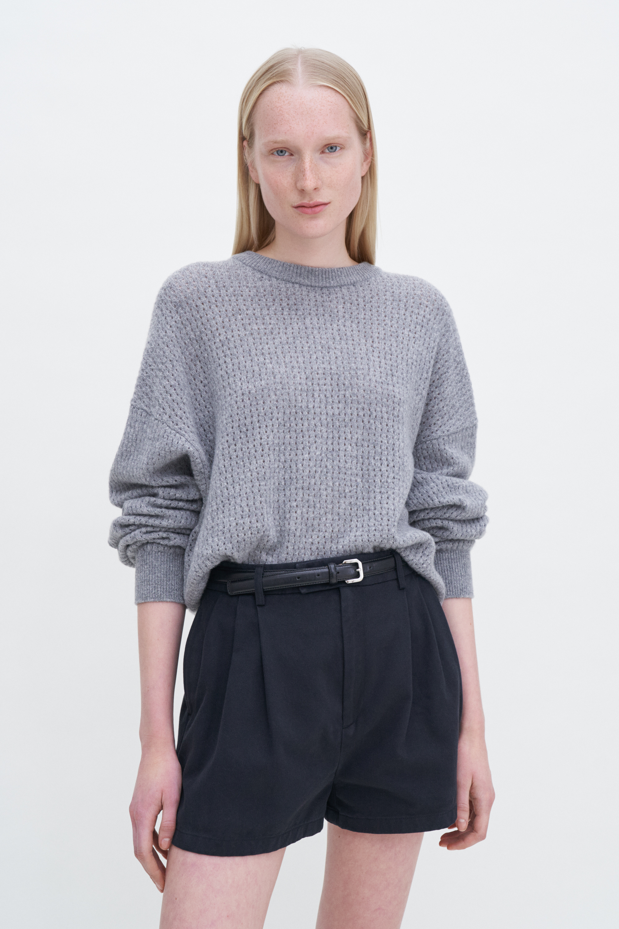 Filippa K Pointelle Knit Sweater In Grey